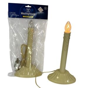 2 Vintage 8" Westinghouse Christmas 1 Light Candle Candlestick  1 Works 1 New